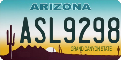 AZ license plate ASL9298