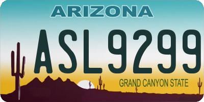 AZ license plate ASL9299