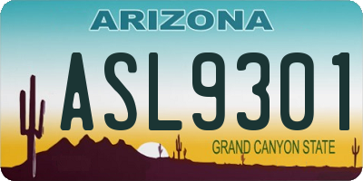 AZ license plate ASL9301