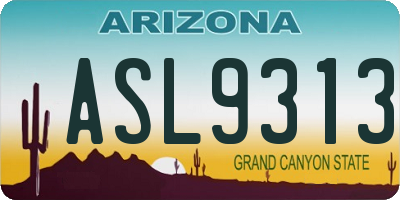 AZ license plate ASL9313