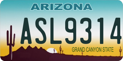 AZ license plate ASL9314