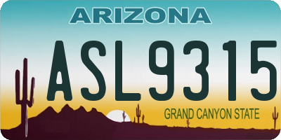 AZ license plate ASL9315