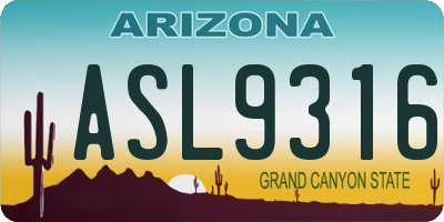 AZ license plate ASL9316