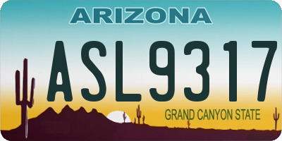 AZ license plate ASL9317