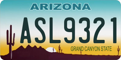 AZ license plate ASL9321