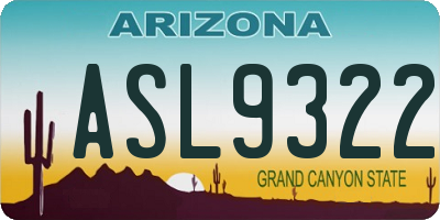 AZ license plate ASL9322
