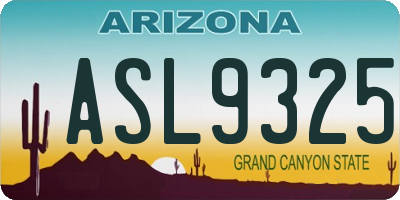 AZ license plate ASL9325