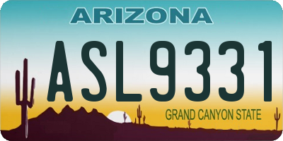 AZ license plate ASL9331