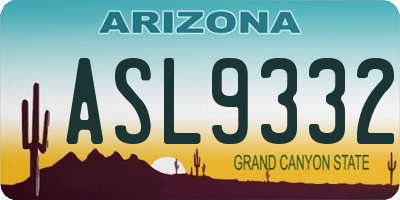 AZ license plate ASL9332