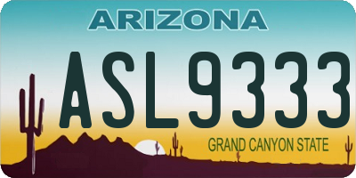AZ license plate ASL9333