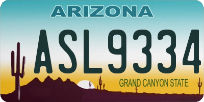 AZ license plate ASL9334