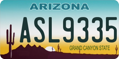 AZ license plate ASL9335
