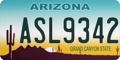 AZ license plate ASL9342