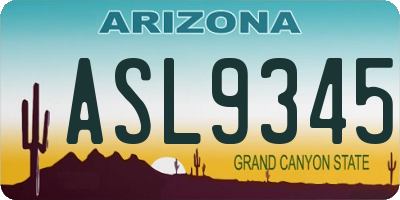 AZ license plate ASL9345