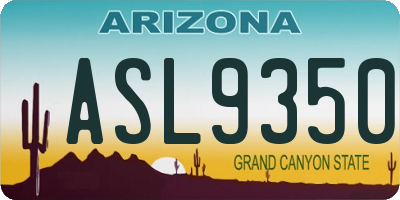 AZ license plate ASL9350