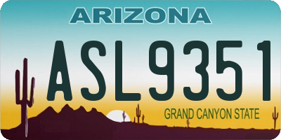 AZ license plate ASL9351