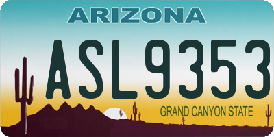 AZ license plate ASL9353