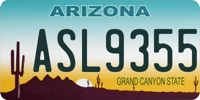 AZ license plate ASL9355
