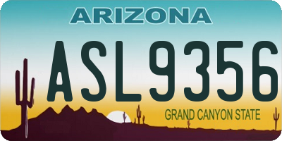 AZ license plate ASL9356