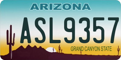AZ license plate ASL9357