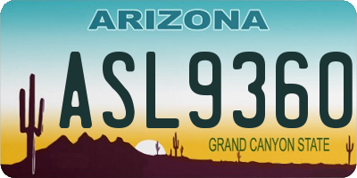 AZ license plate ASL9360