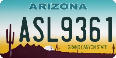 AZ license plate ASL9361
