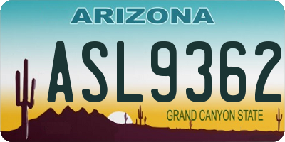 AZ license plate ASL9362