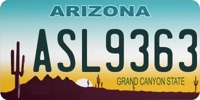 AZ license plate ASL9363