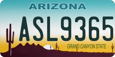 AZ license plate ASL9365