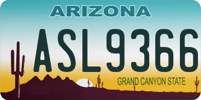 AZ license plate ASL9366