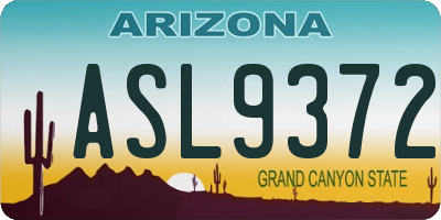 AZ license plate ASL9372