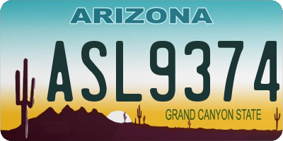 AZ license plate ASL9374