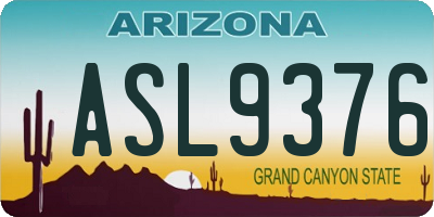 AZ license plate ASL9376