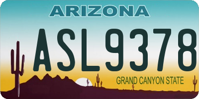 AZ license plate ASL9378