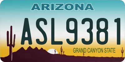 AZ license plate ASL9381