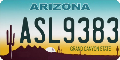 AZ license plate ASL9383