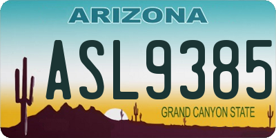 AZ license plate ASL9385