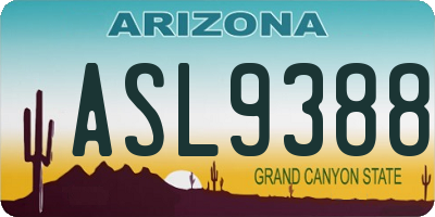 AZ license plate ASL9388