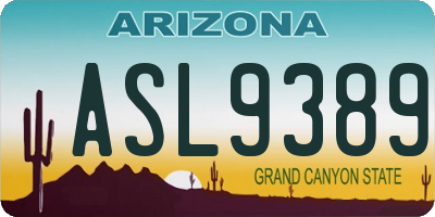 AZ license plate ASL9389