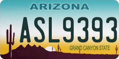 AZ license plate ASL9393