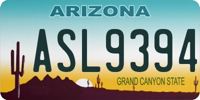 AZ license plate ASL9394