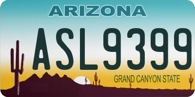 AZ license plate ASL9399