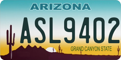 AZ license plate ASL9402