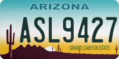 AZ license plate ASL9427