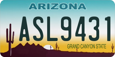 AZ license plate ASL9431