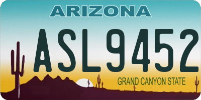 AZ license plate ASL9452