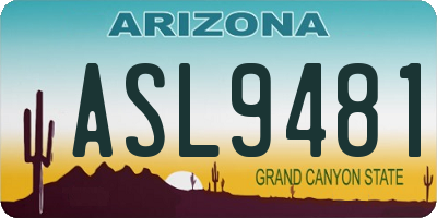 AZ license plate ASL9481