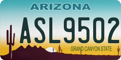 AZ license plate ASL9502