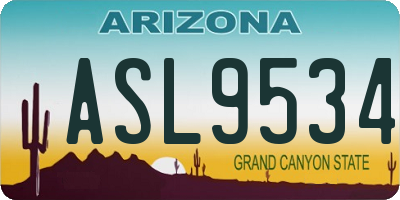 AZ license plate ASL9534