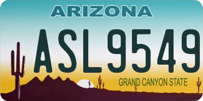 AZ license plate ASL9549